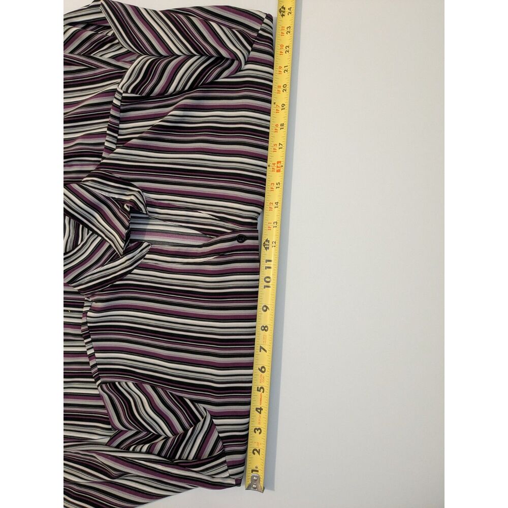Dressbarn XL Striped Button-Down Blouse - Purple Black White - 90s/Y2K Era - Picture 5 of 8